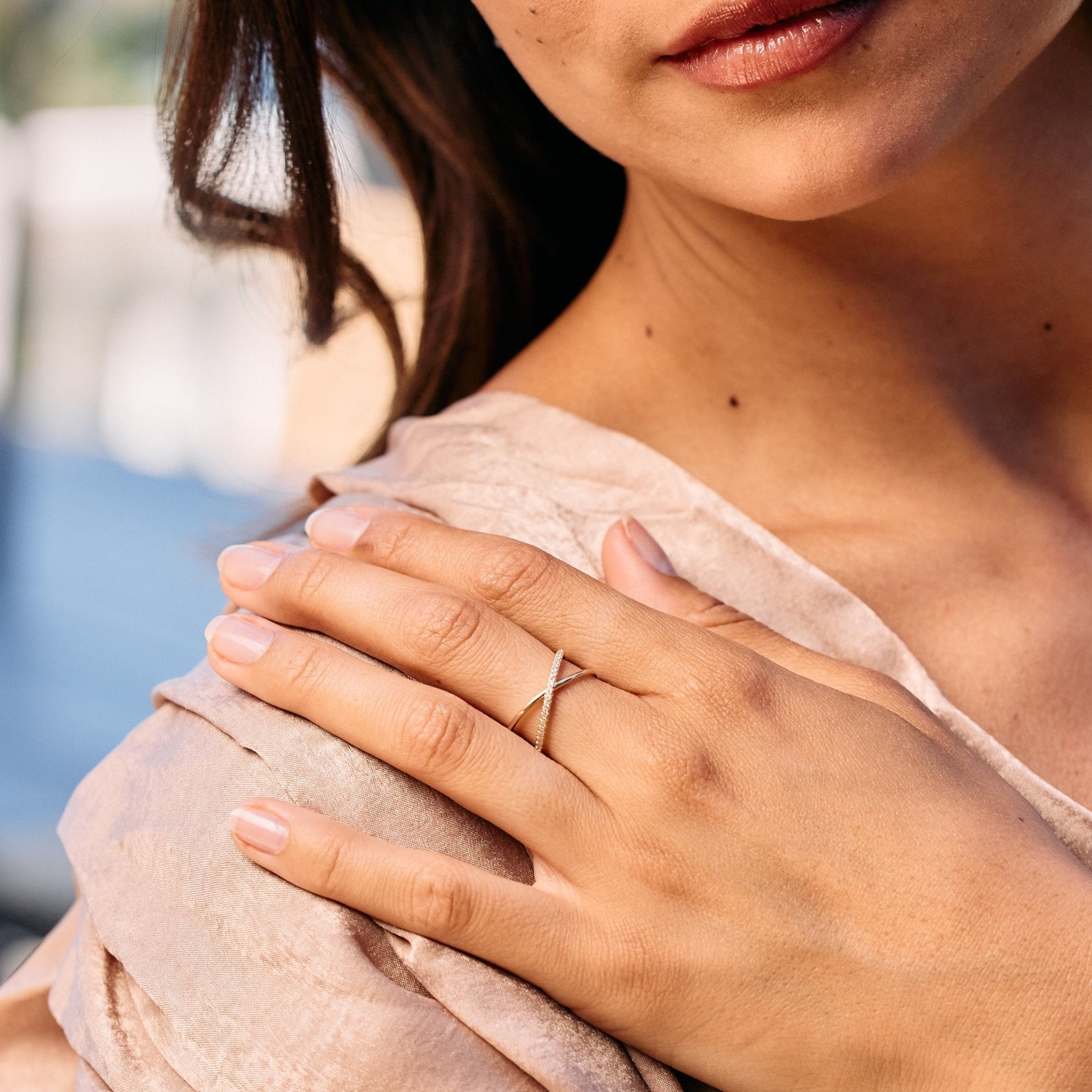 14K Gold Aurelia Diamond "X" Ring