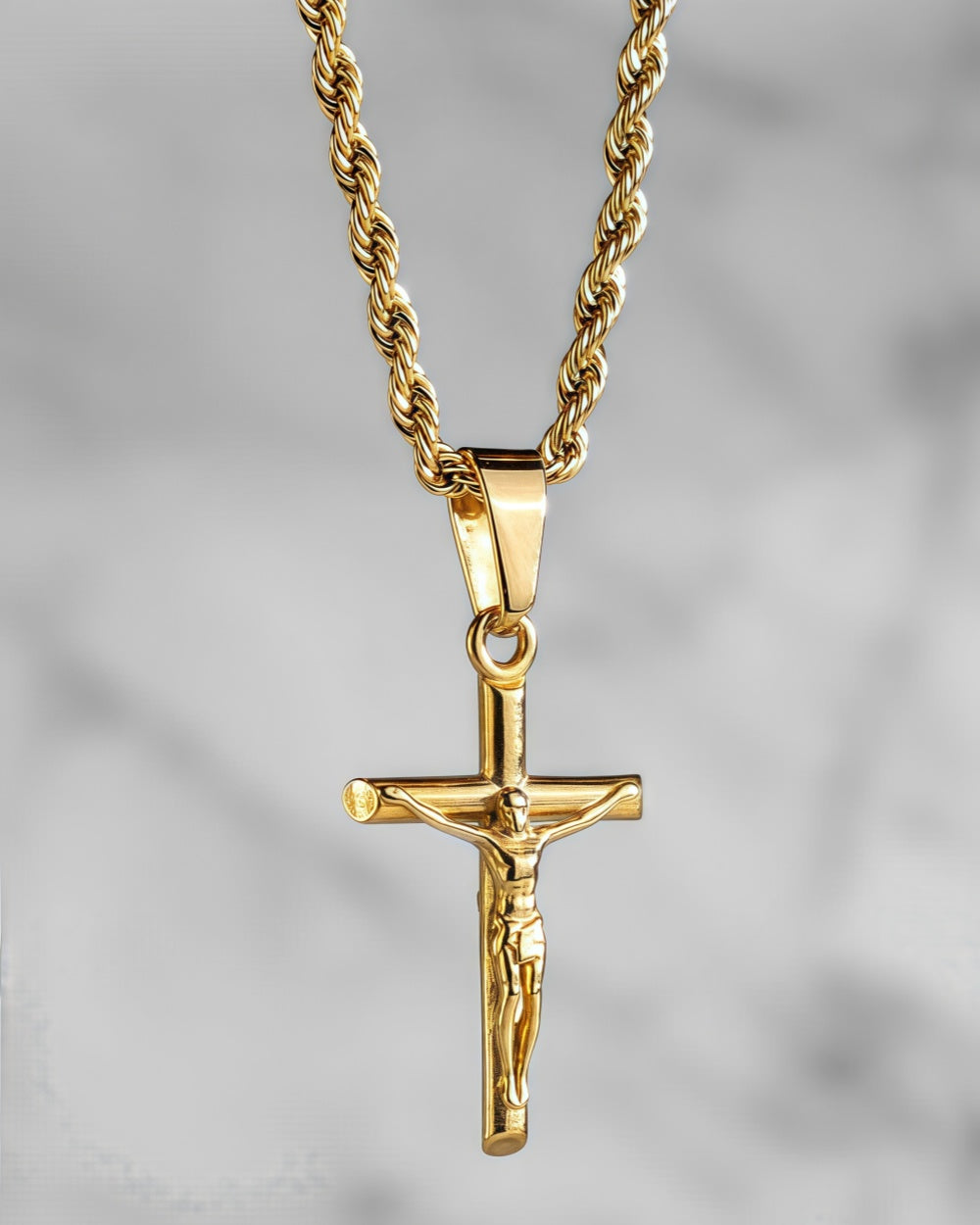 14K Gold Antique Cross Pendant Necklace