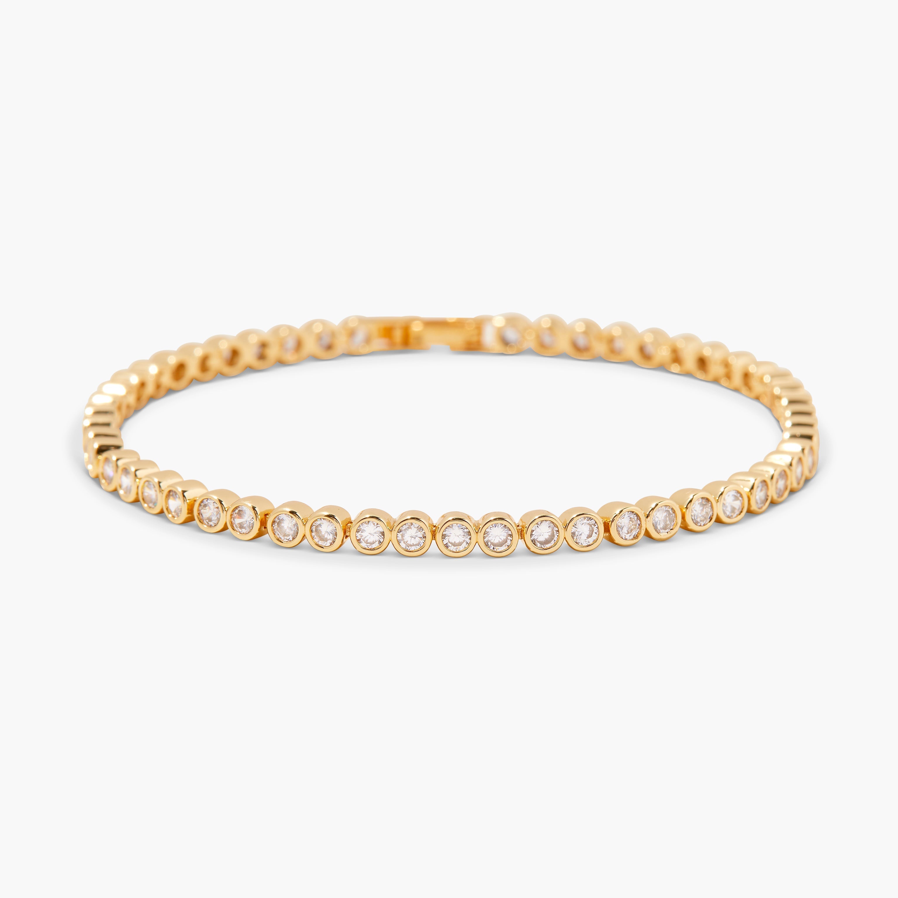 14K Gold Celine Bezel Tennis Bracelet