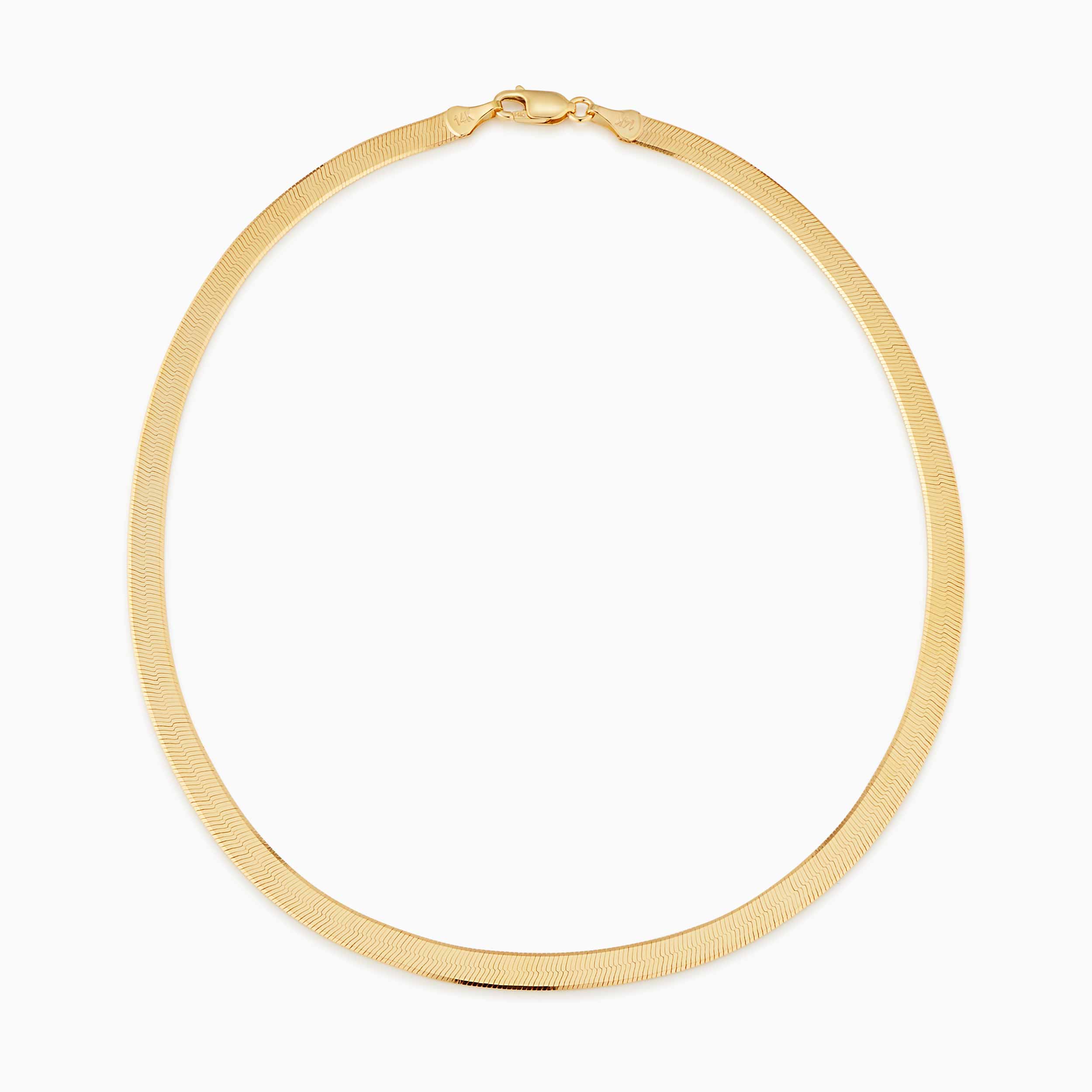 10K Gold Diamond-Cut Herringbone Choker
