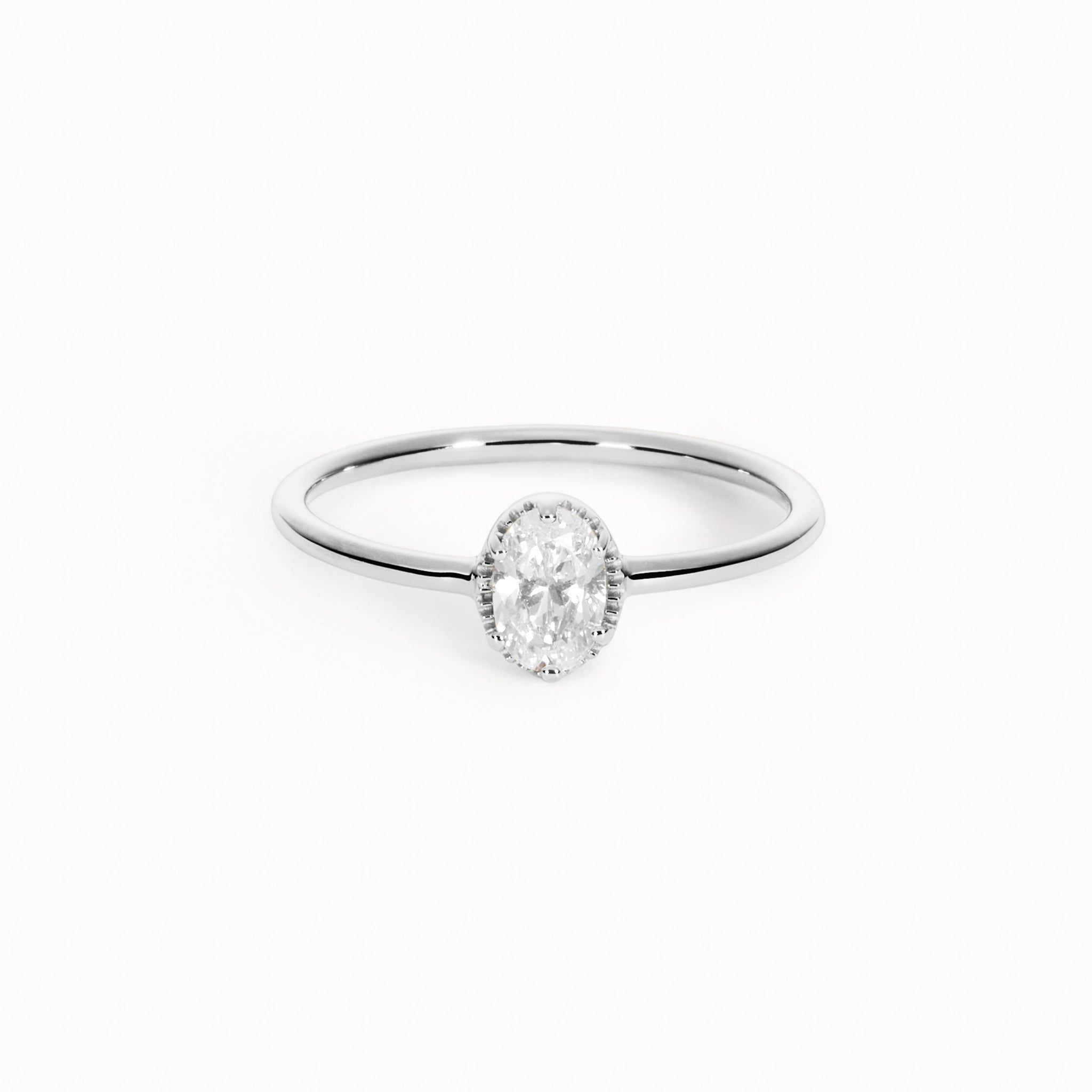 Oval Glow CZ Textured Ring