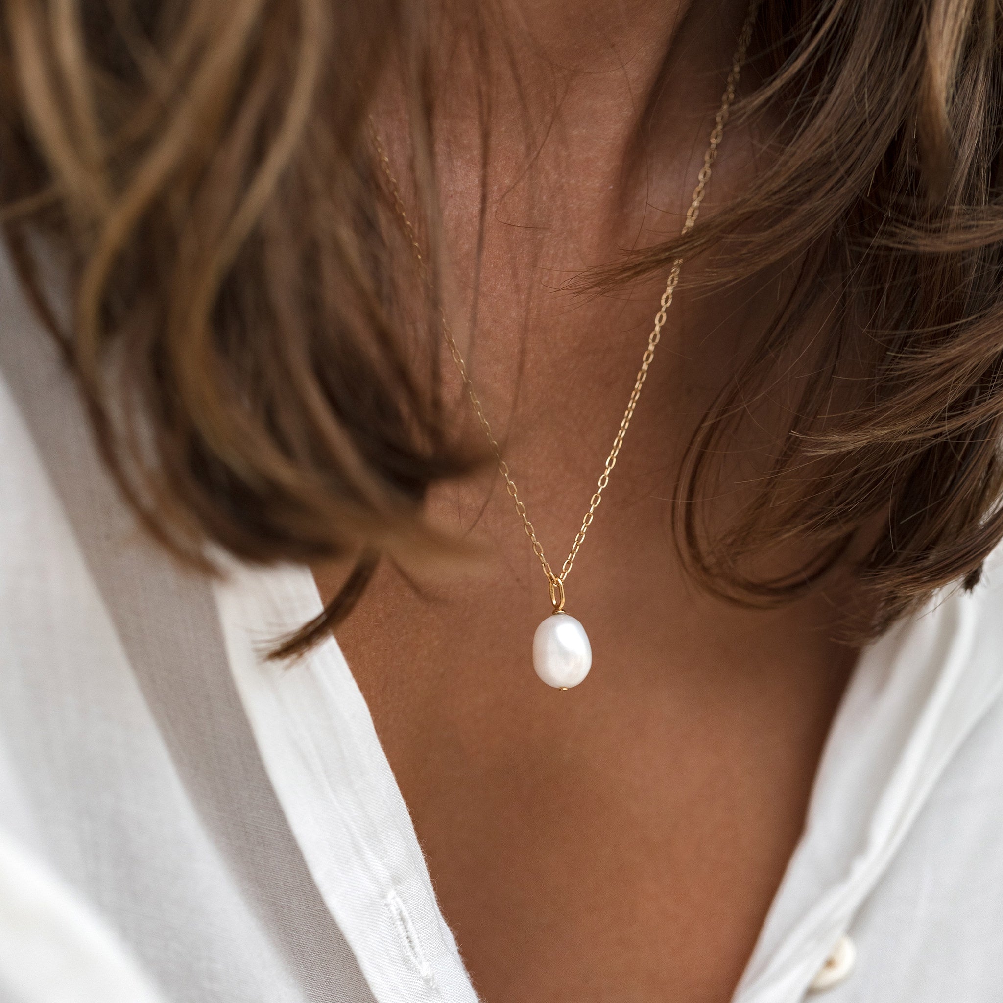 14K Gold Baroque Pearl Necklace