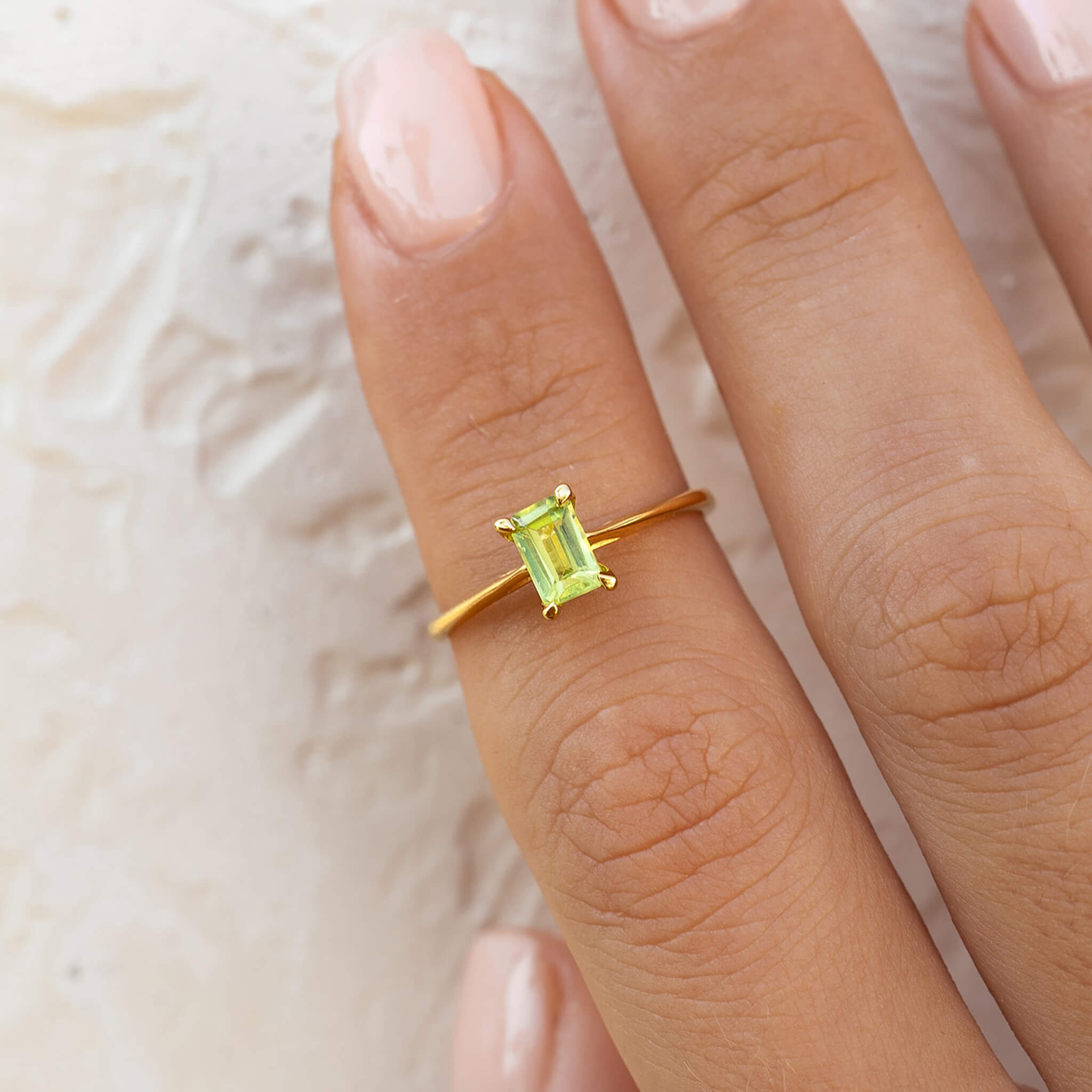 14K Gold Peridot Baguette Band Ring - A Modern Heirloom