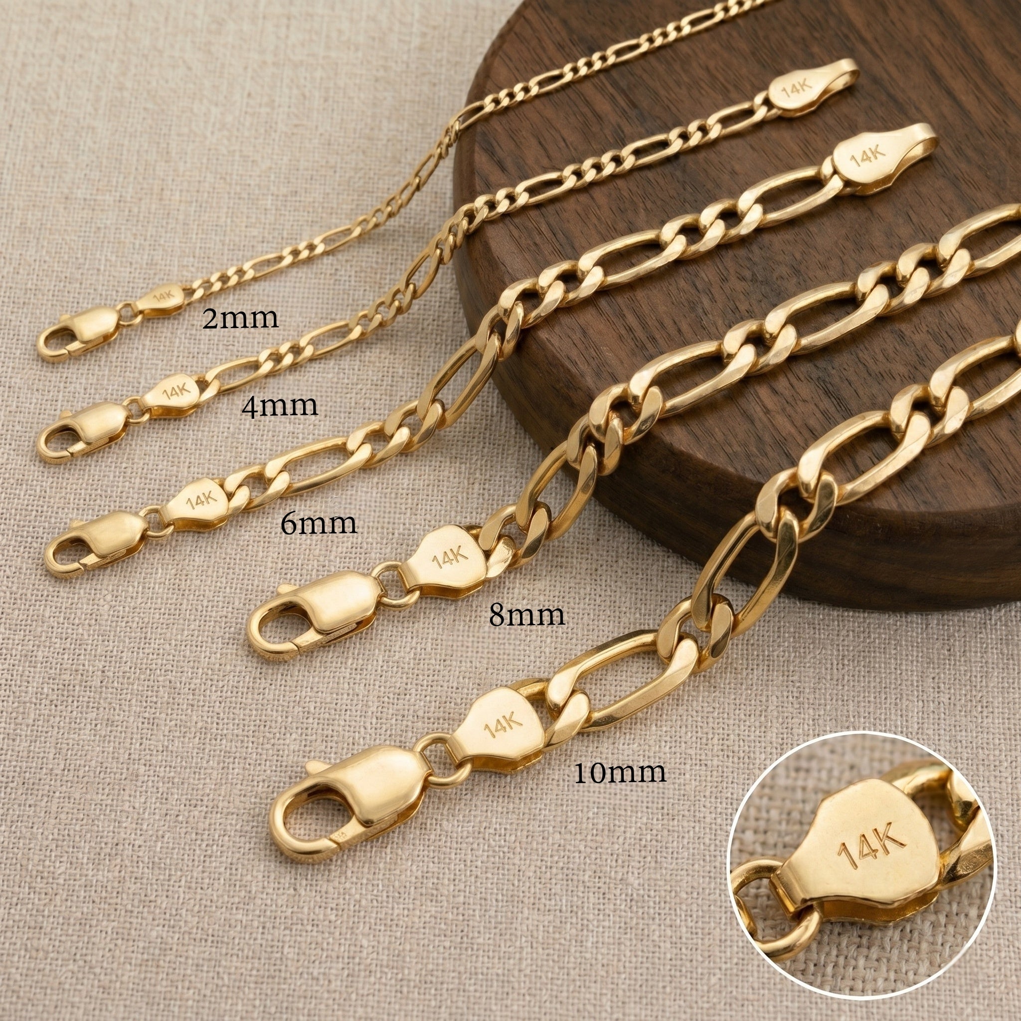 14K Gold Hand-Finished Figaro Bracelet