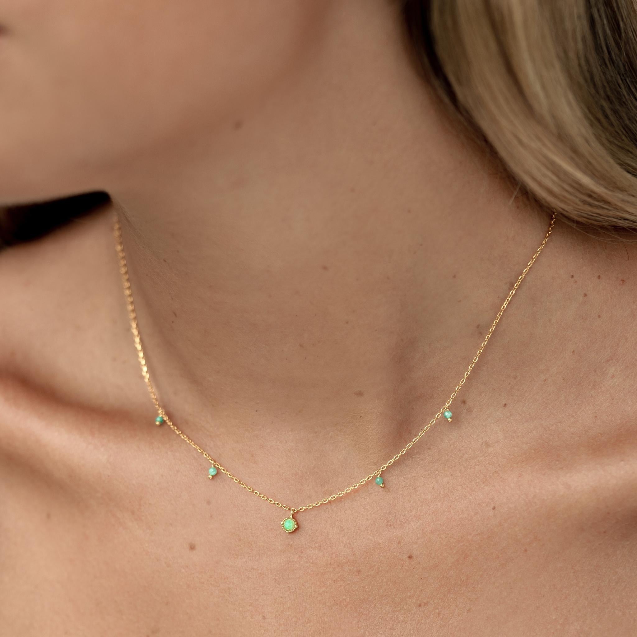 14K Gold bohemian Beaded Necklace