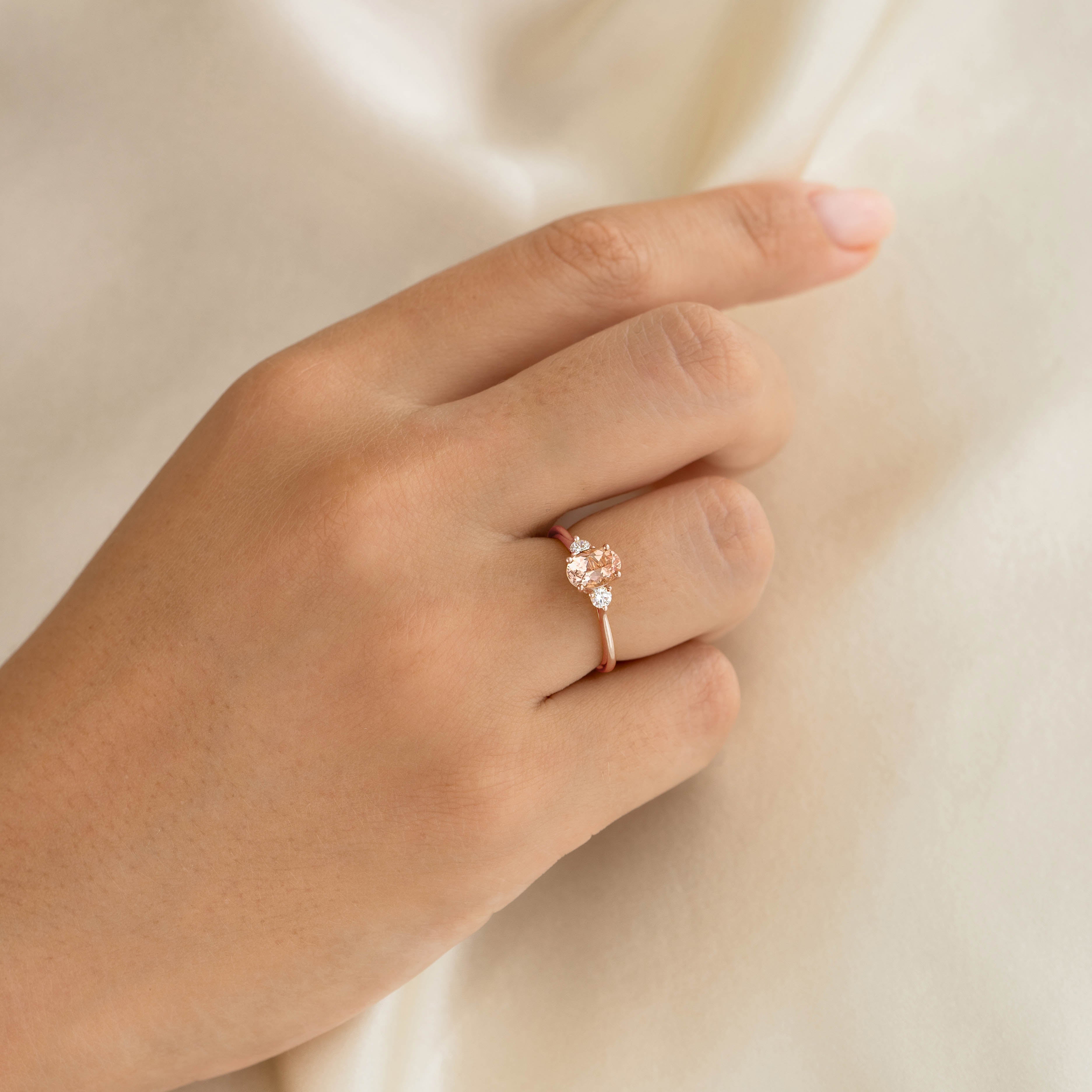 14K Rose Gold Morganite and Diamond Ring