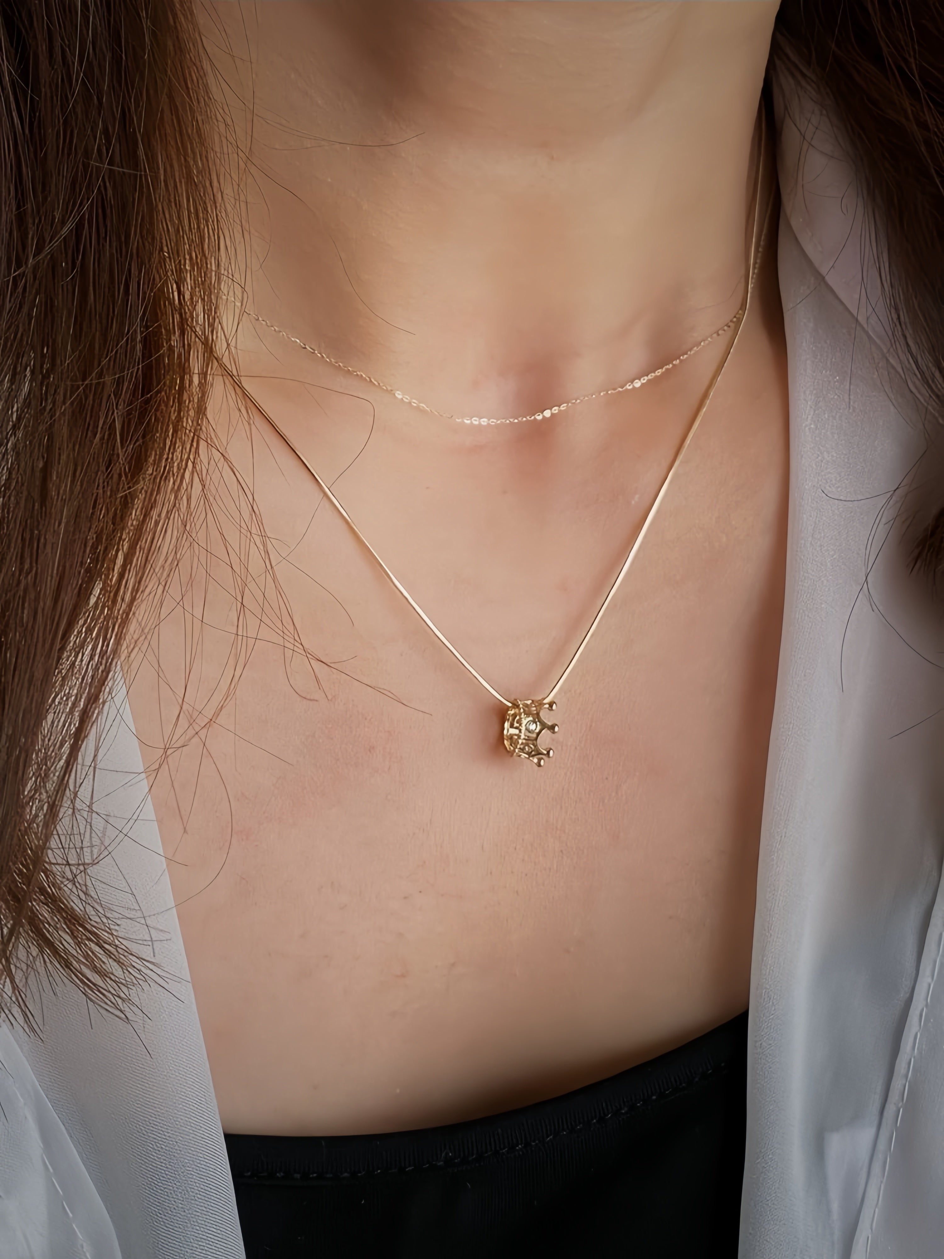 14K Gold Crowned in Love Necklace