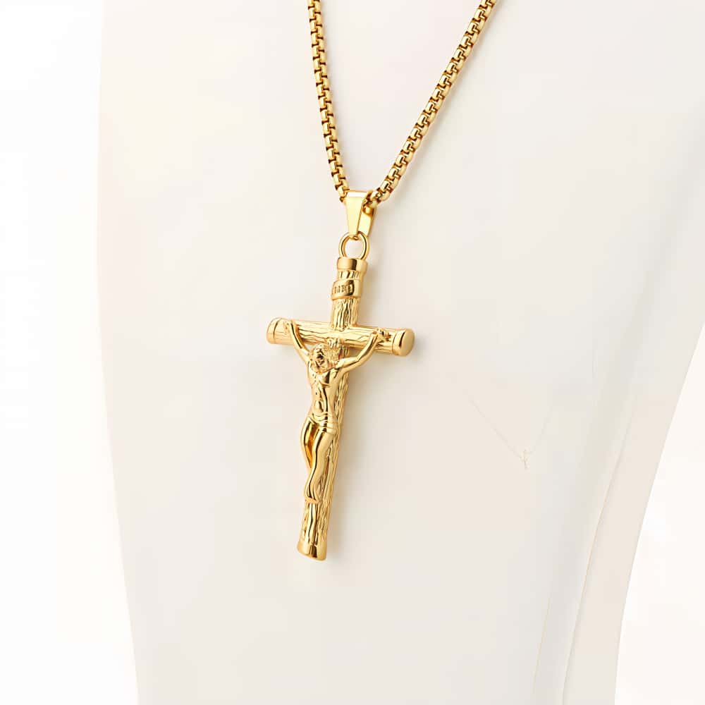 14K Gold Lamb of God Faith Cross Necklace