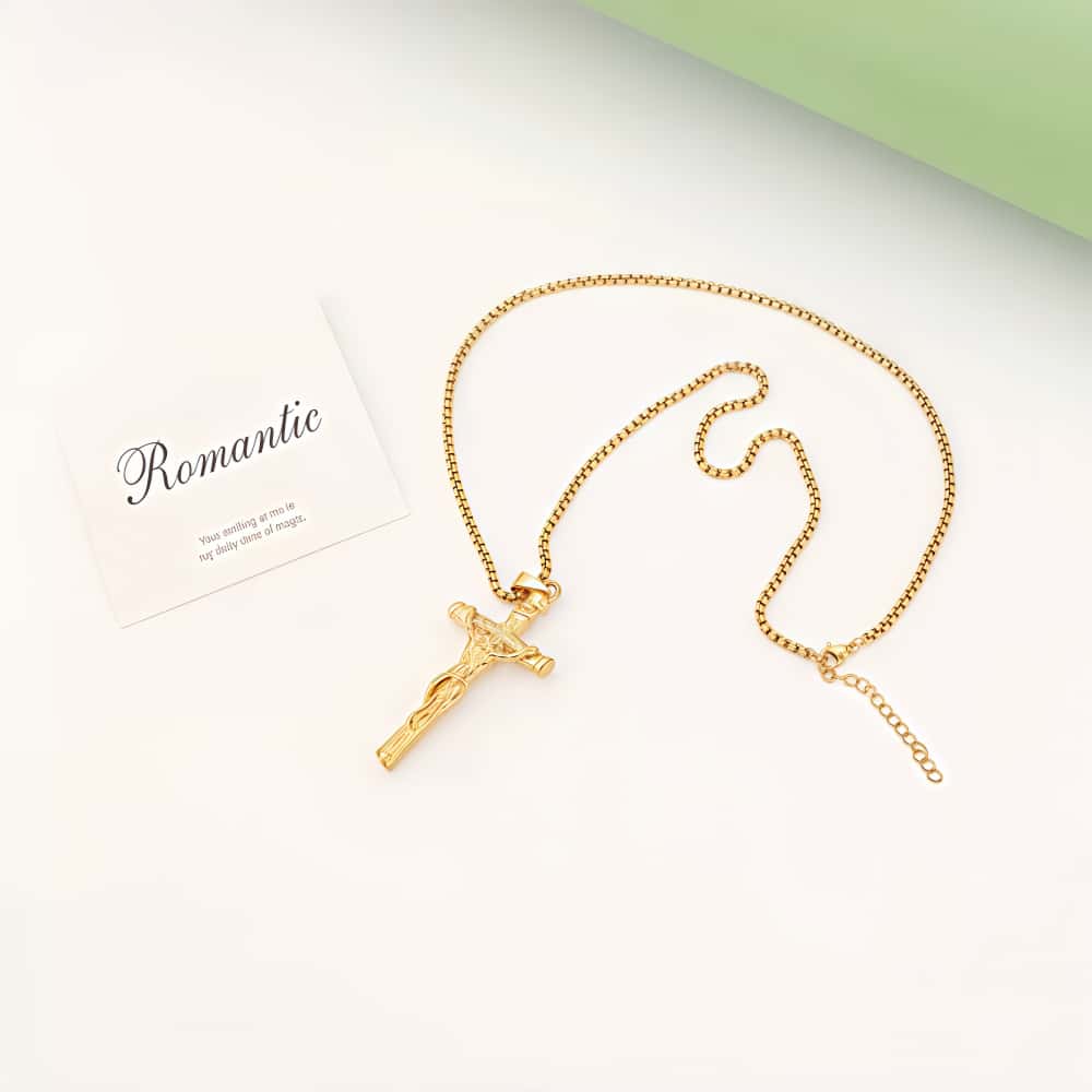 14K Gold Lamb of God Faith Cross Necklace