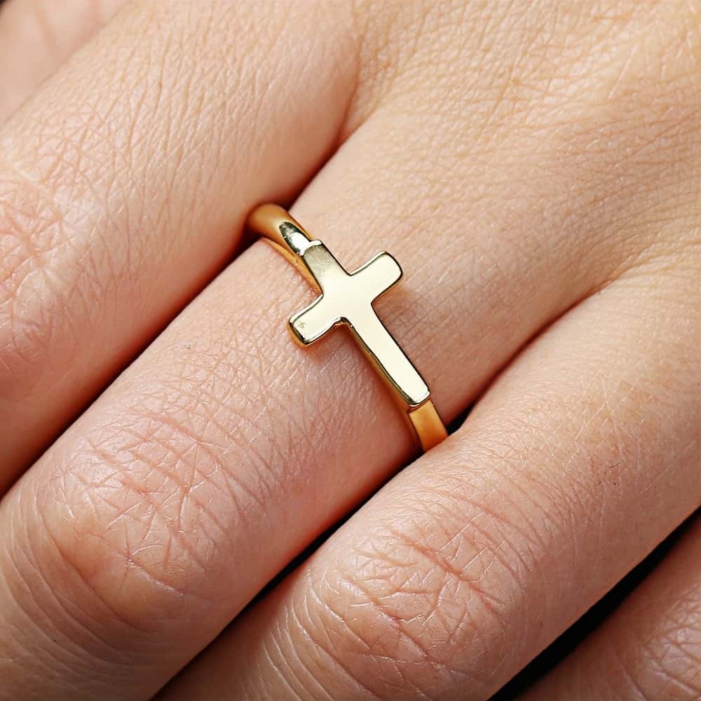 14K Gold Cross Companion Ring