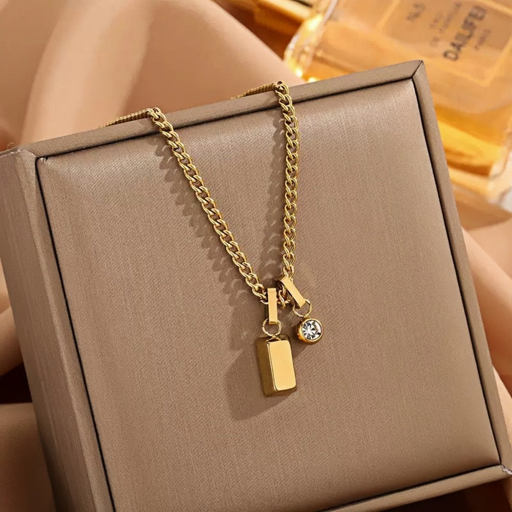 14K Gold Wealth Bar Pendant Necklace
