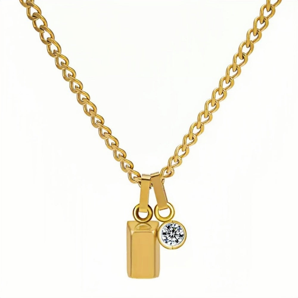 14K Gold Wealth Bar Pendant Necklace