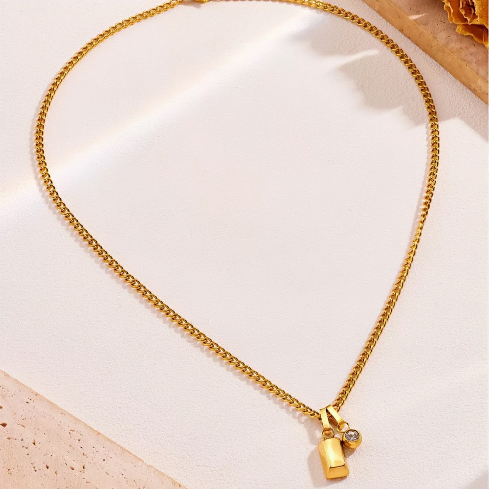14K Gold Wealth Bar Pendant Necklace