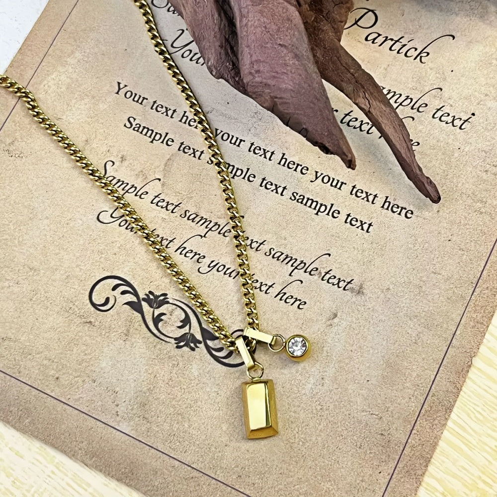14K Gold Wealth Bar Pendant Necklace