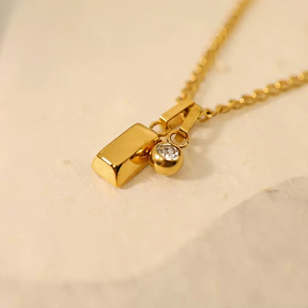 14K Gold Wealth Bar Pendant Necklace