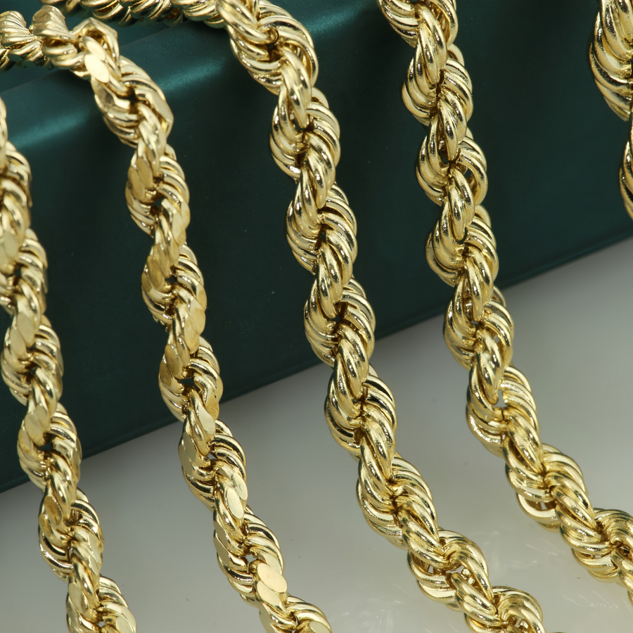 Cuban Gold Ropes Diamond-Cut 14K Gold Rope Chain | 2mm - 6mm High Shine | Guto