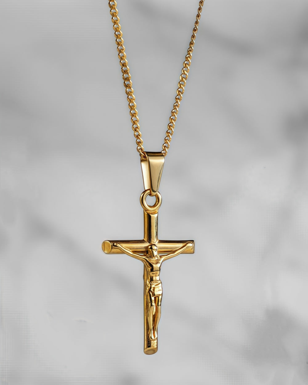 14K Gold Antique Cross Pendant Necklace