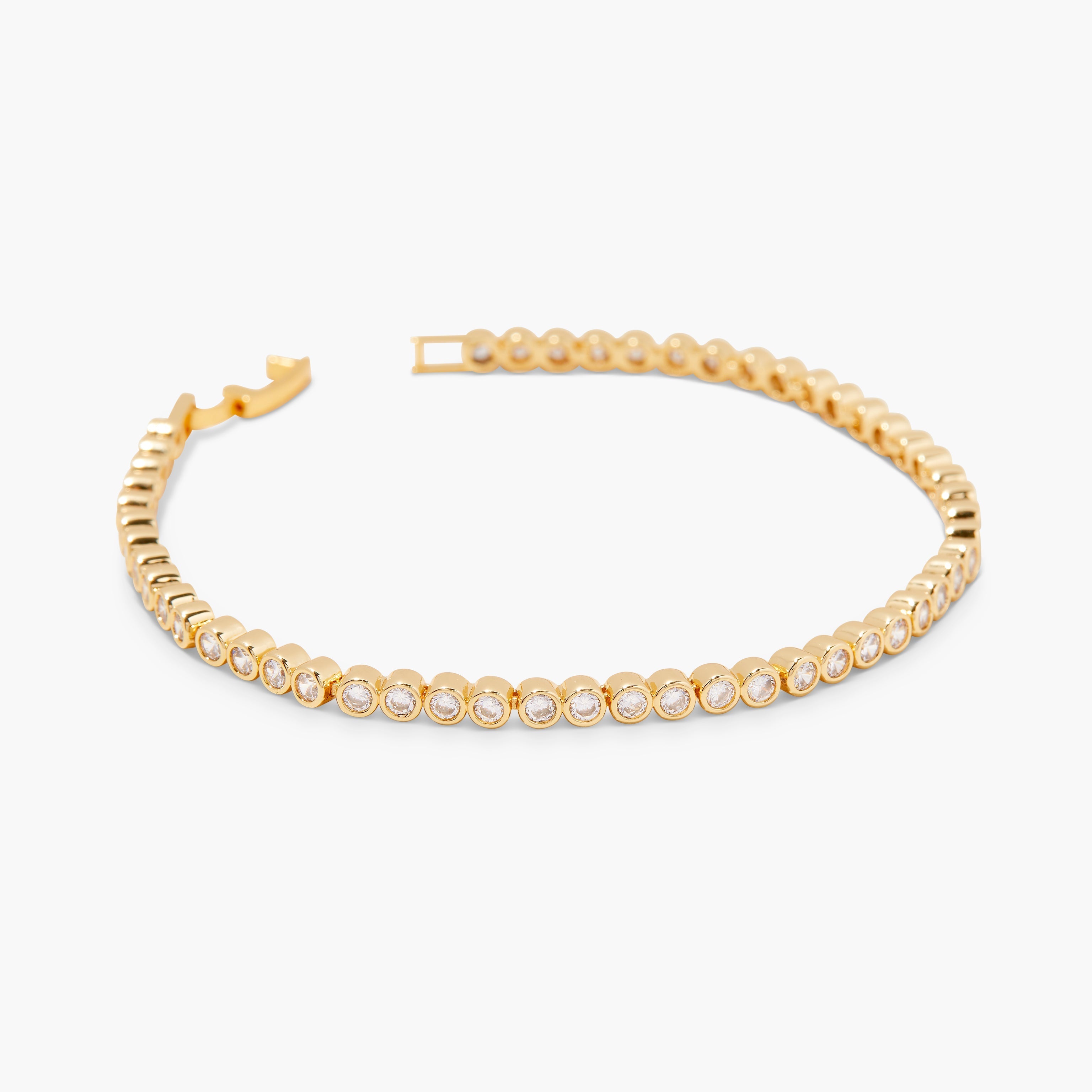14K Gold Celine Bezel Tennis Bracelet