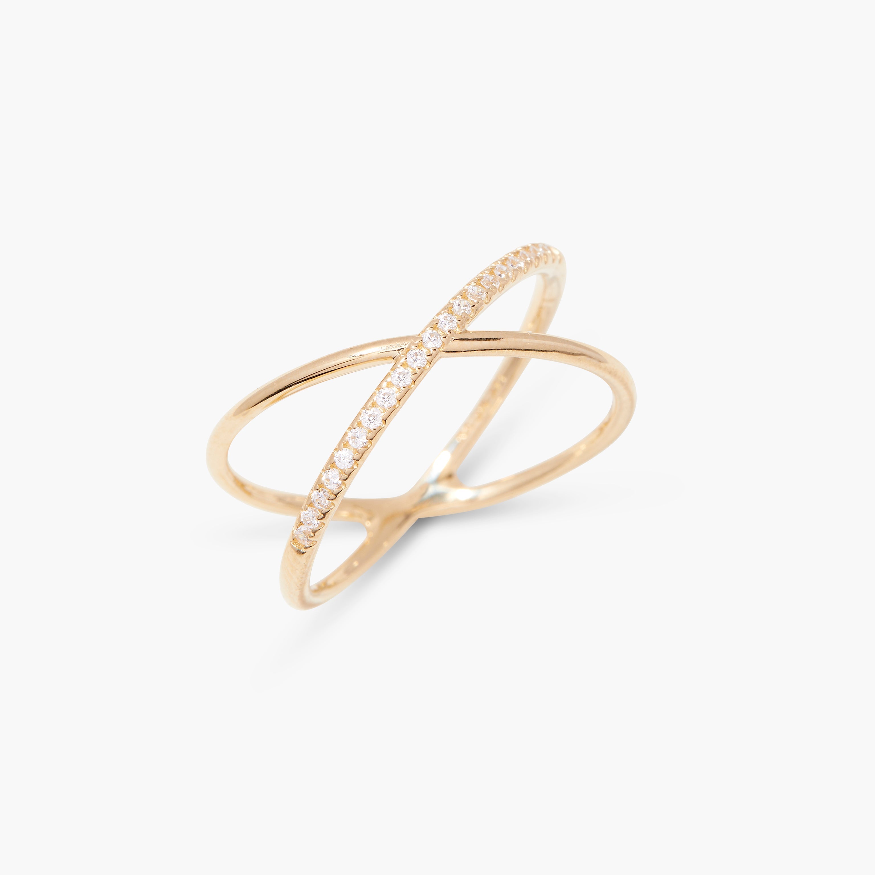 14K Gold Aurelia Diamond "X" Ring