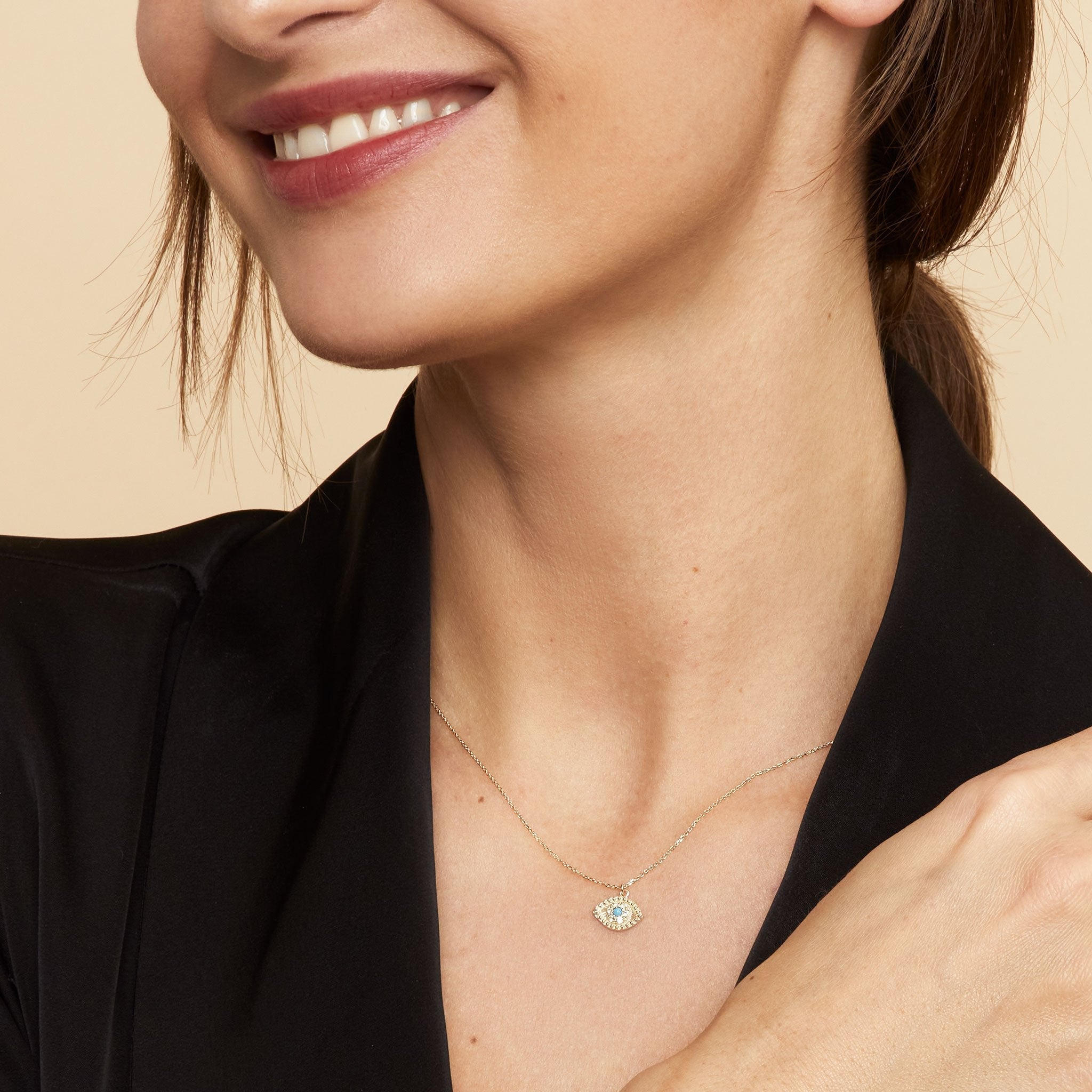 10K Gold Evil Eye Pendant – Guardian Glamour