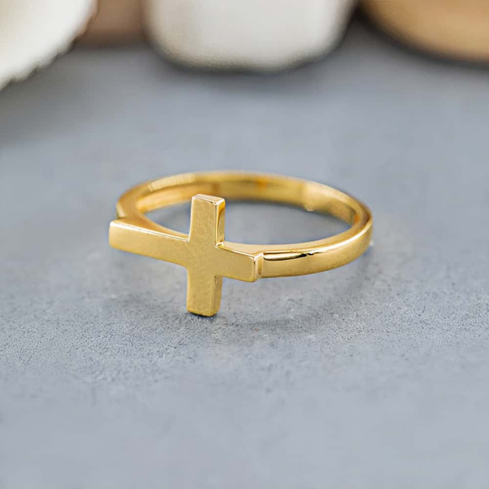 14K Gold Cross Companion Ring