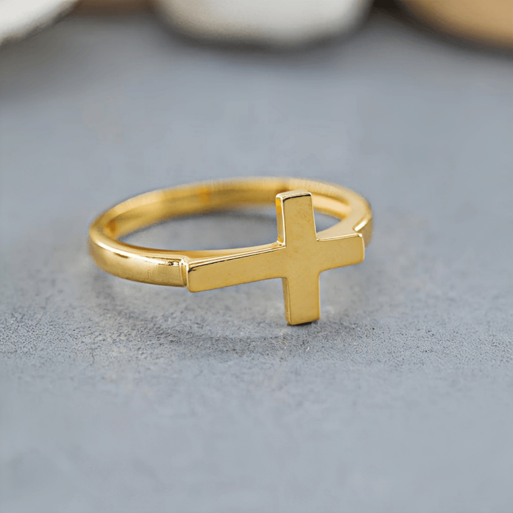 14K Gold Cross Companion Ring