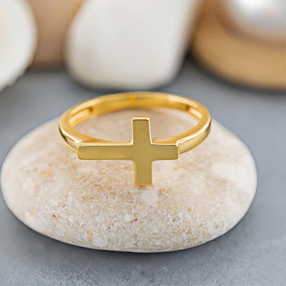 14K Gold Cross Companion Ring