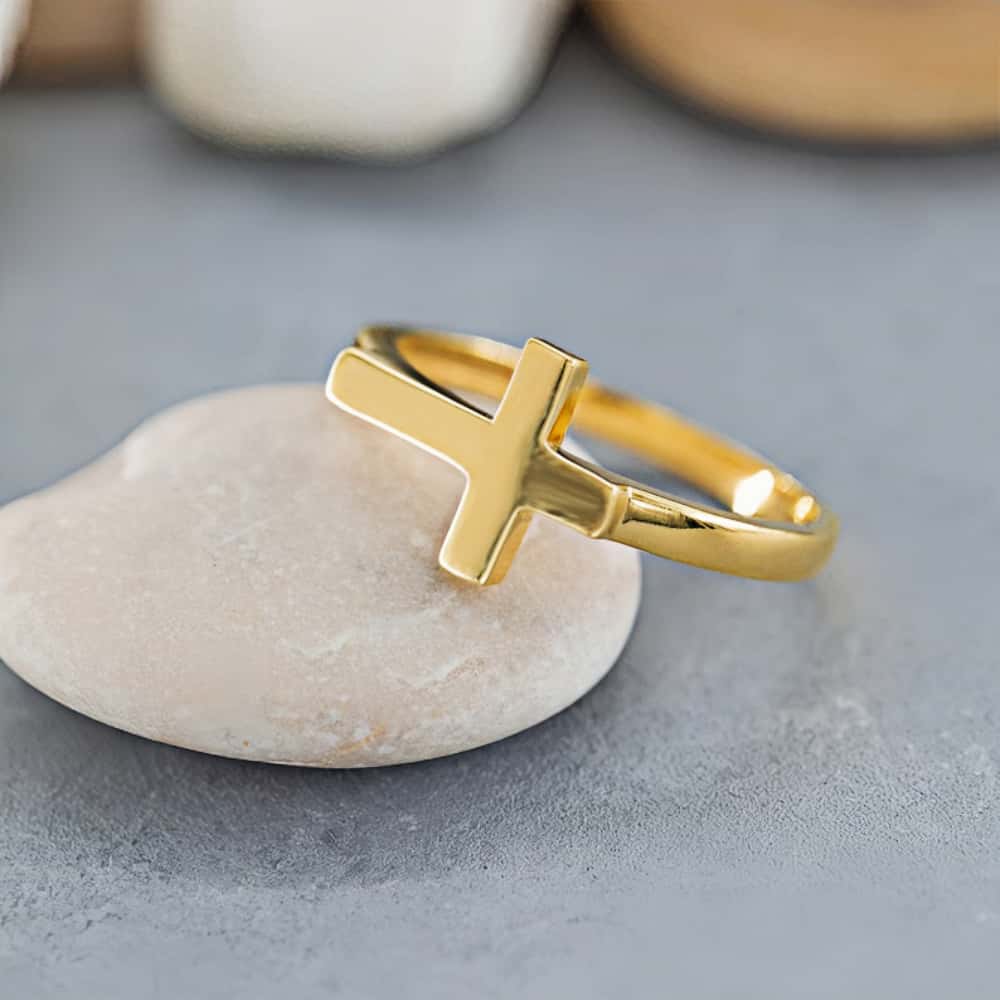 14K Gold Cross Companion Ring
