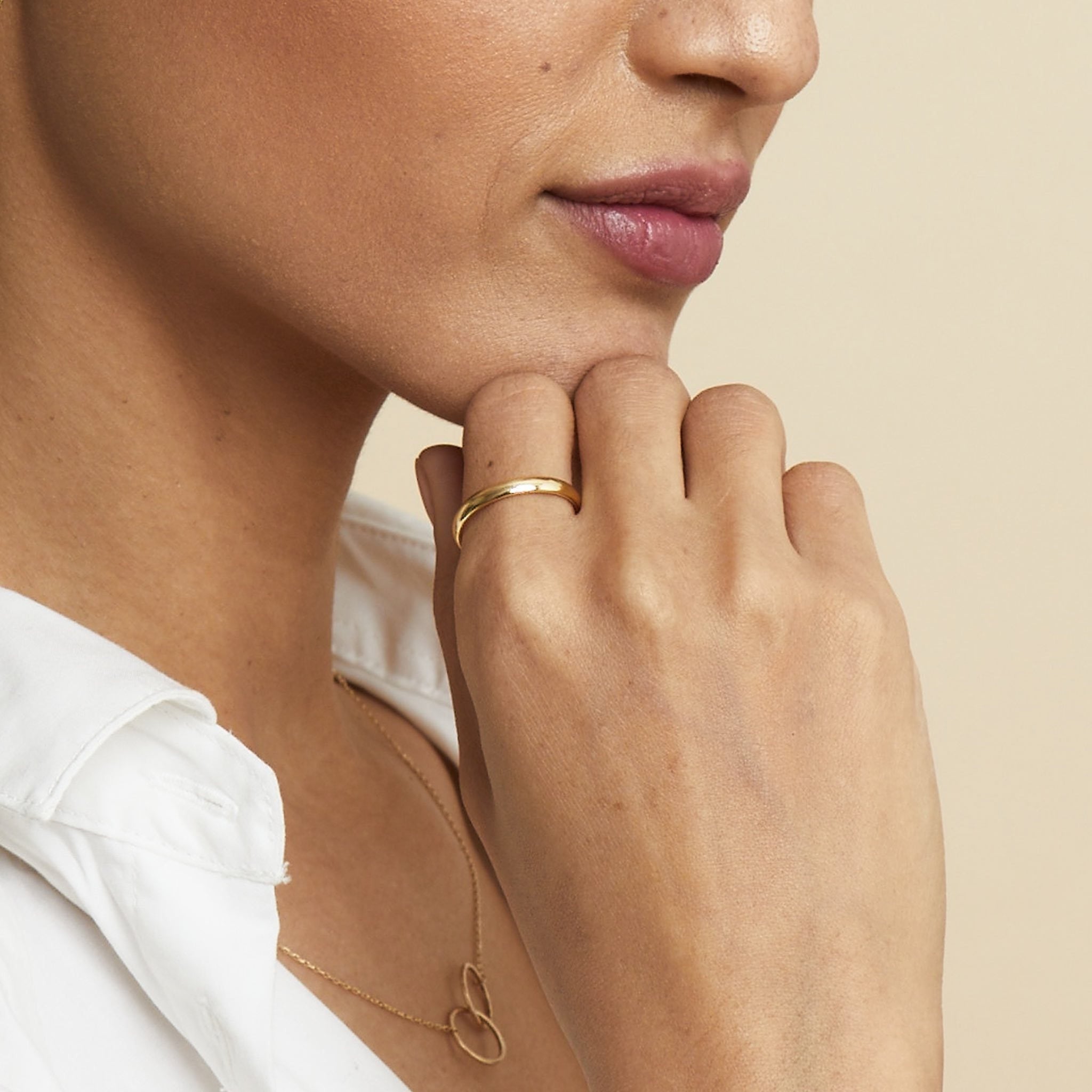14K Gold Hand-Polished Dome Ring