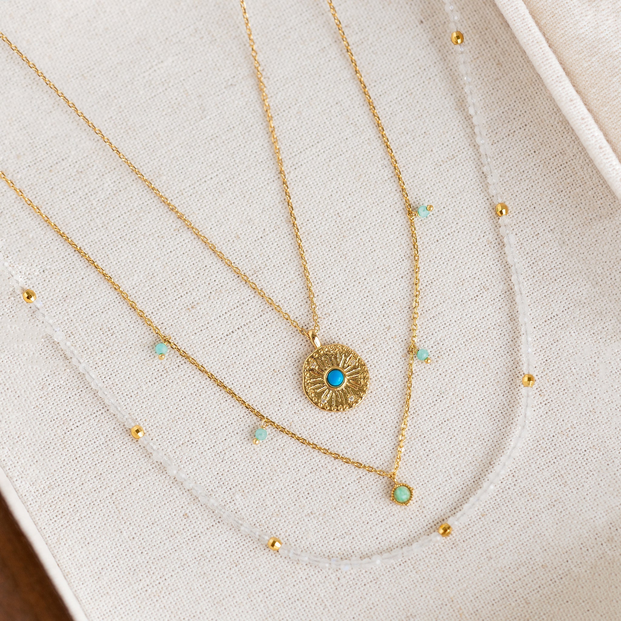 14K Gold  bohemian Beaded Necklace