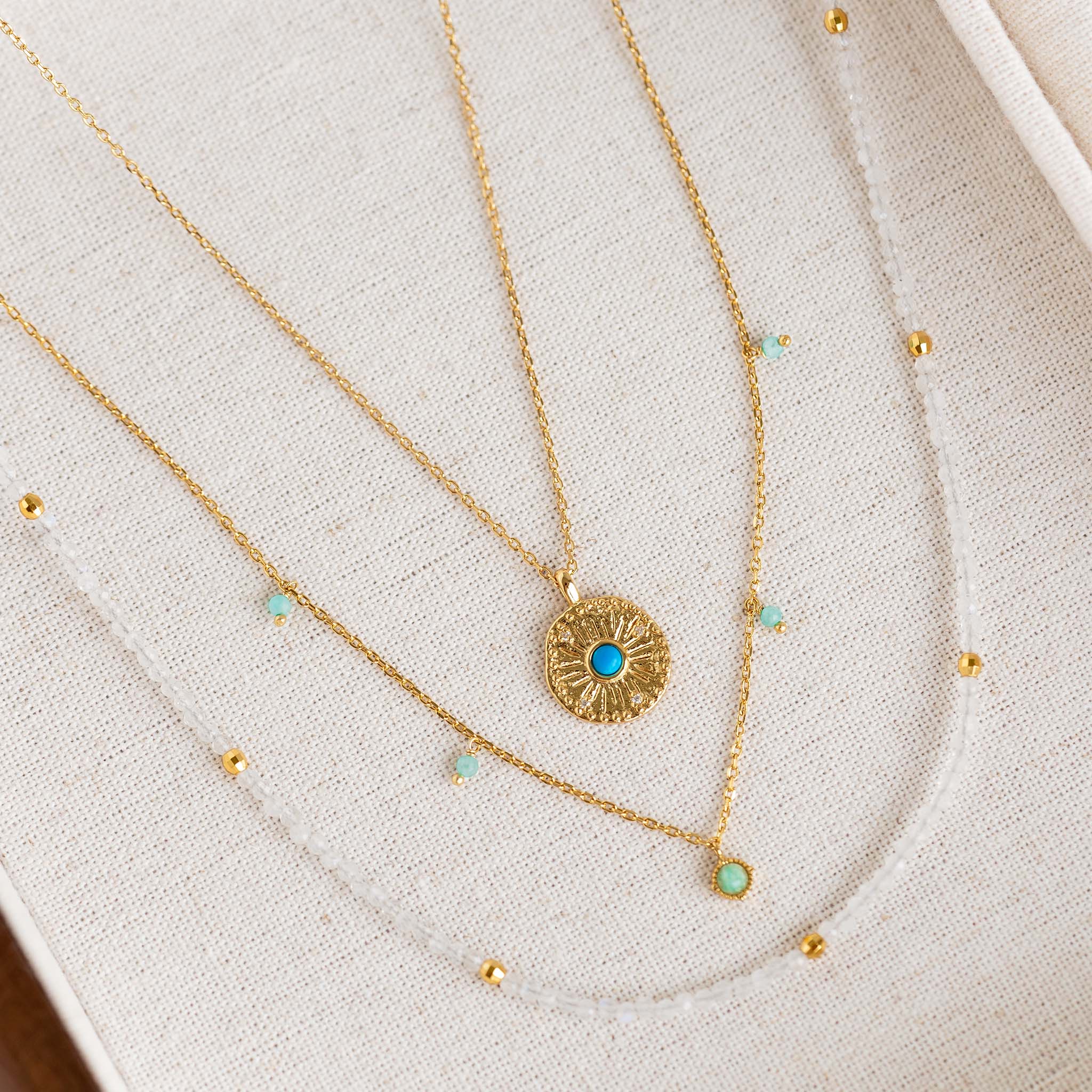 14K Gold  bohemian Beaded Necklace