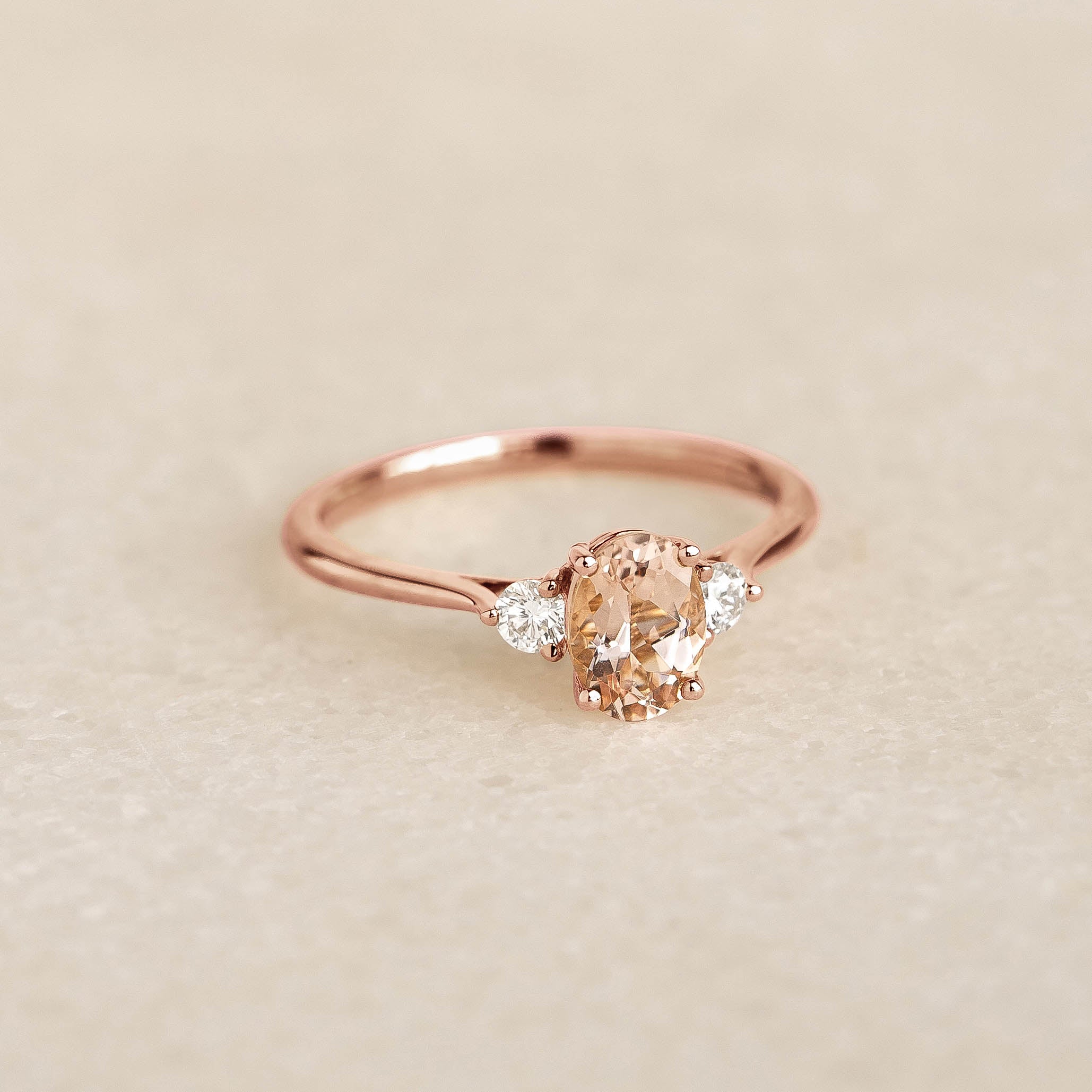 14K Rose Gold Morganite and Diamond Ring