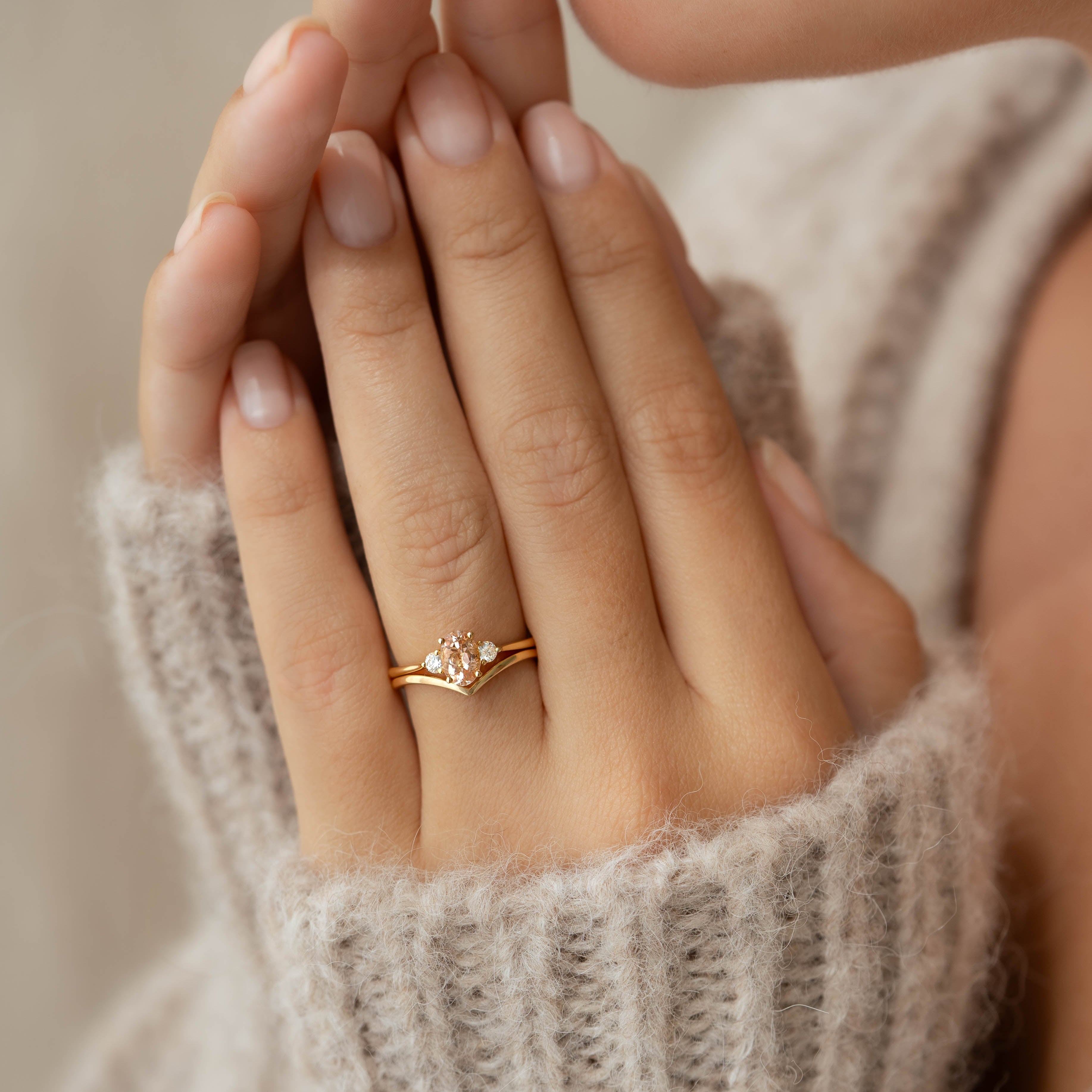 14K Rose Gold Morganite and Diamond Ring