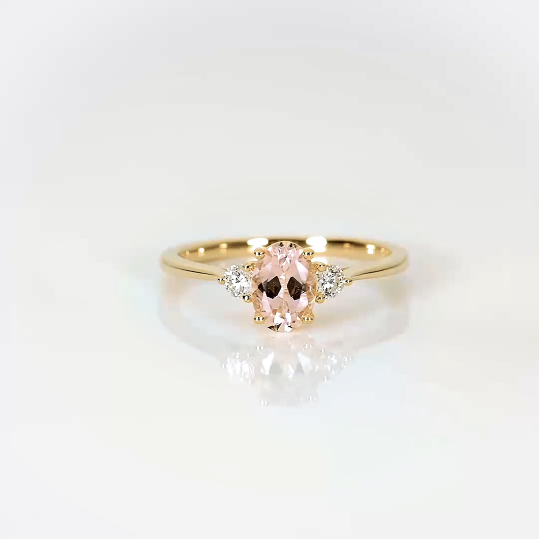 14K Rose Gold Morganite and Diamond Ring