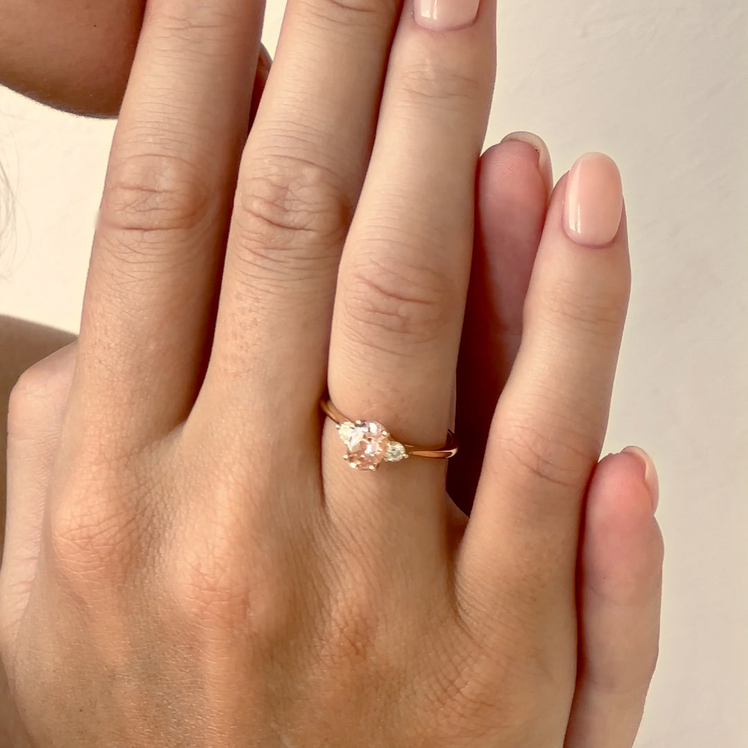 14K Rose Gold Morganite and Diamond Ring
