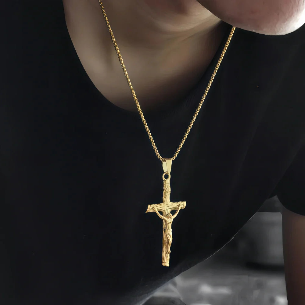 14K Gold Lamb of God Faith Cross Necklace